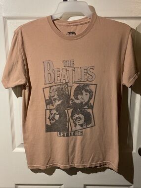 The Beatles Let It Be Tan Graphic Tee with Backhit